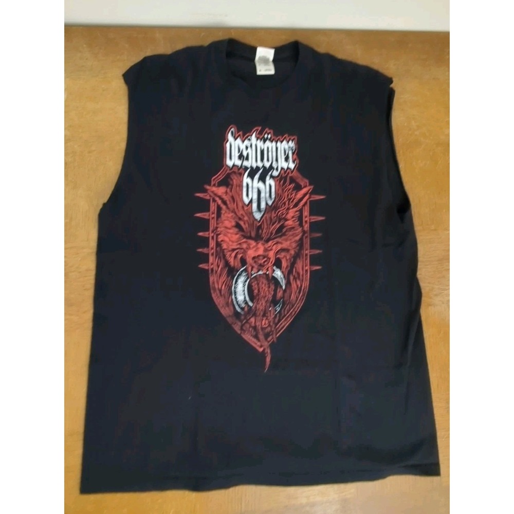 Destroyer 666 Beast Over God‎ XL T Shirt - Black Thrash Metal - Cutoff Sleeves